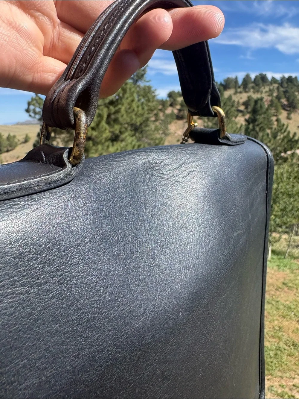 RARE Coach Forest Green Vintage Station Bag With Crossbody Strap